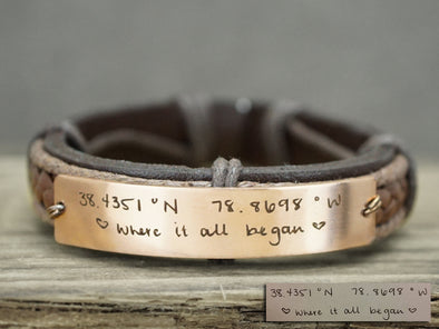 Custom Handwriting Coordinate Bracelet, Memorial Signature Bracelet