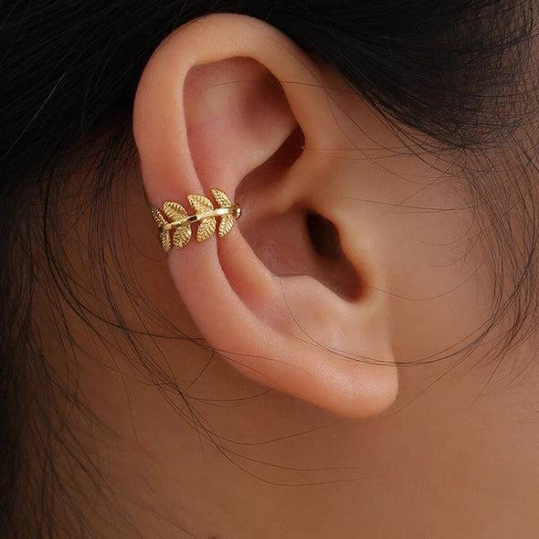 Gold Leaf Ear Cuffs - Ear Cuff No Piercing