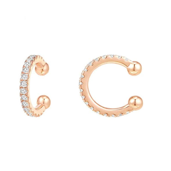 Cubic Zirconia Sparkling Round Huggie Ear Cuff Gold Earrings for Women, Clip On Cartilage, Ear Cuff No Piercing