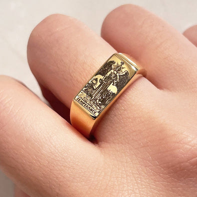 18K Gold Plated Tarot Card Ring Temperance, Custom Tarot Ring for Women, Frindship Gift