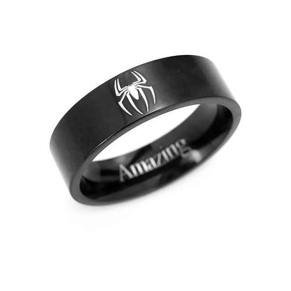 Spiderman Marvel Ring Silver/Black/Gold/Rose/Blue, Custom Logo Ring, Marvel Fans Gift