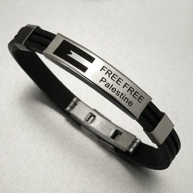 Free Palestine Bracelet - I Stand With Palestine Cuff- Justice for Palestine - Custom Palestinian Jewelry - Silicone Wristband