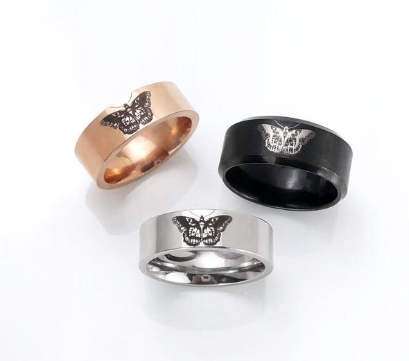 Butterfly Ring, Harry Styles Ring, Tattoo Print on Jewelry