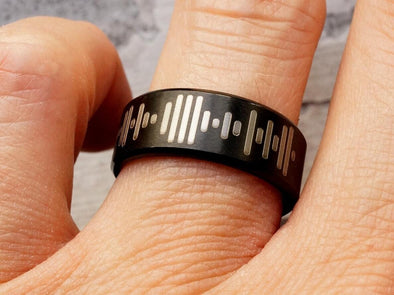 Personalized Spotify Code Ring, Scannable Music Code Band, Music Wave Code Ring, Sound Wave Ring, Perfect Gift For Him and Her