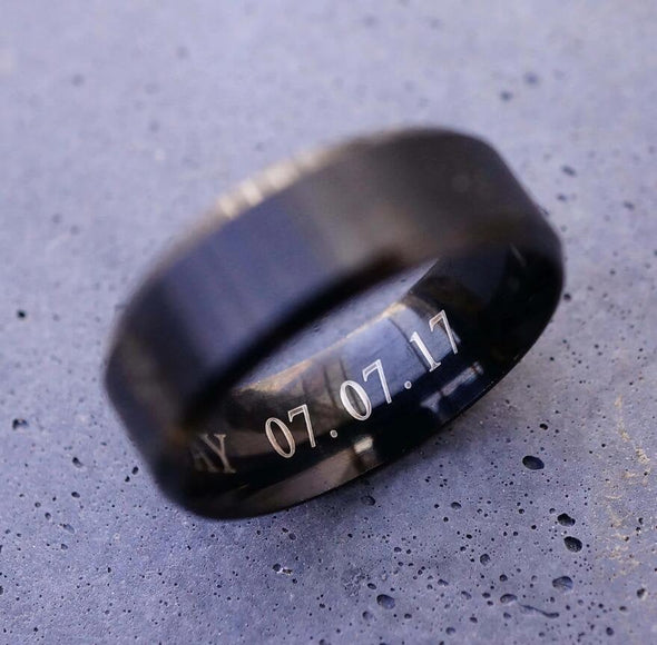 Custom Mens Tungsten Ring, Love You Forever & Always Ring Available in Black/Silver, Fathers Day Gift