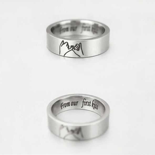 Pinky Promise Rings, Pinky Swear Black Ring for Men, Custom Engraved Wedding Rings