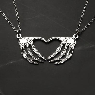 Skeleton Heart Hands Necklaces, Matching Necklaces For Couples, Promise Gift