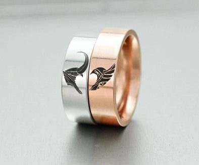 Matching Marvel Rings, Thorki Ring, Loki & Thor Couple Rings, Loki Helmet Ring, Thor Hammer, Geek Engagement Ring, Superhero Ring