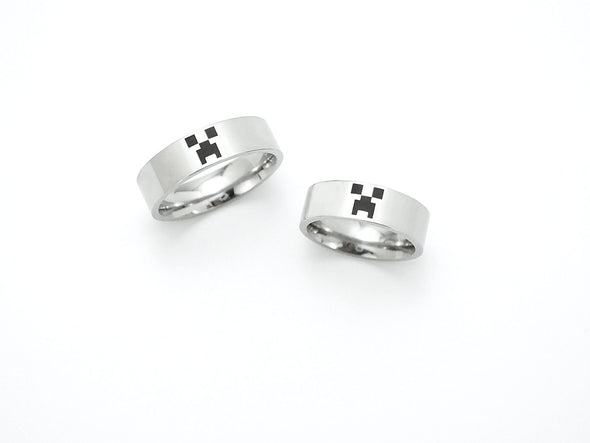 Minecraft Rings for Couple, Minecraft Gaming Inspired Rings, Custom Engraved Gift for Couple