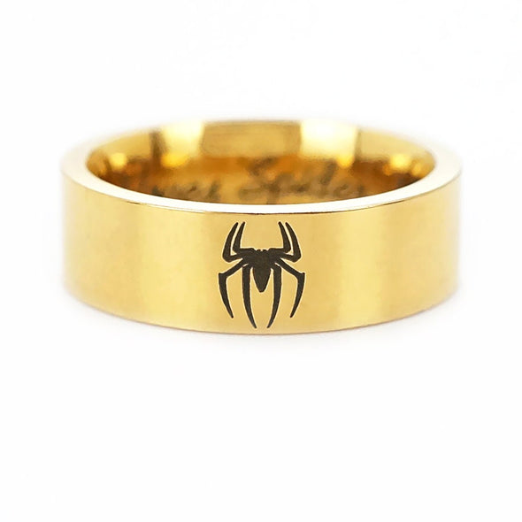 Spiderman Marvel Ring Silver/Black/Gold/Rose/Blue, Custom Logo Ring, Marvel Fans Gift