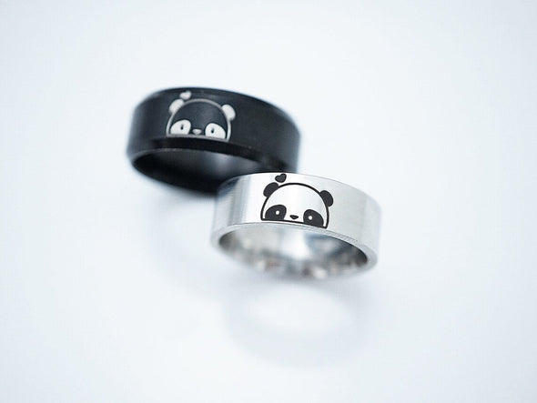 Cute Panda Rings, Custom Animal Sign Rings for Couple, Personalized Rings for Boyfriend Girlfriend