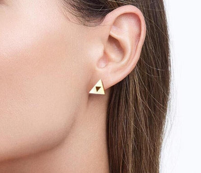 Zelda Earrings, Triforce Stud Earrings, Legend of Zelda Earrings, Gold Triforce Jewelry, Geek Earrings