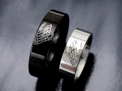 Skeleton Pinky Promise Rings, Matching Rings for Couples