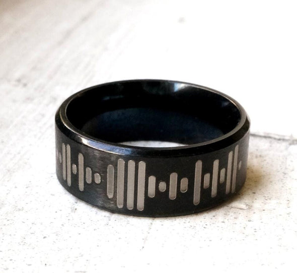 Personalized Spotify Code Ring, Scannable Music Code Band, Music Wave Code Ring