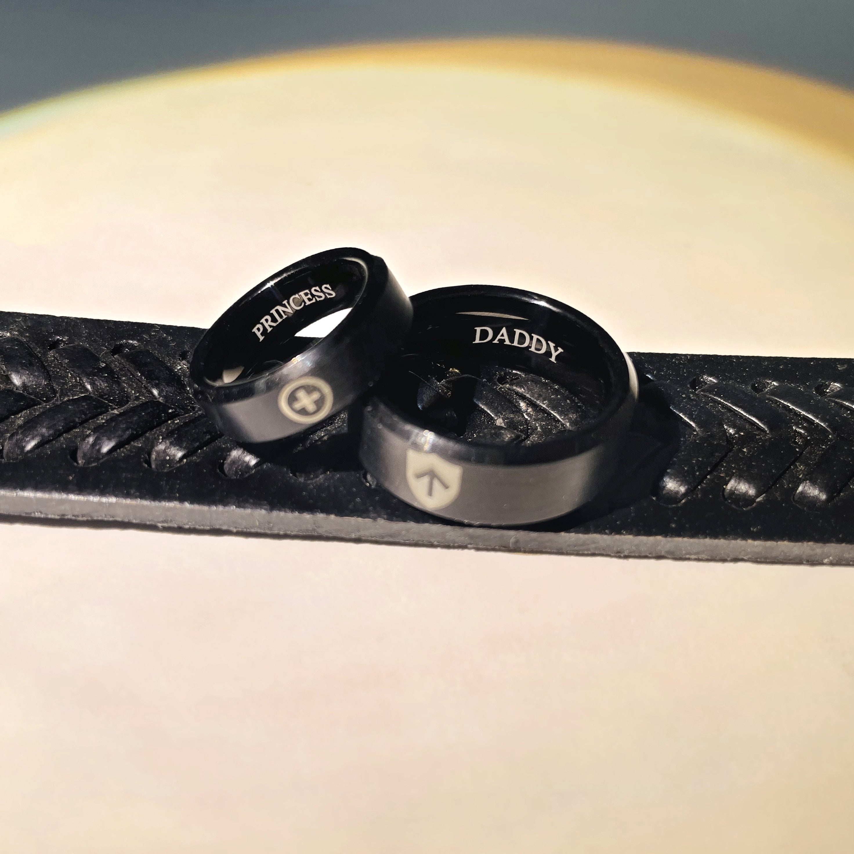 Personalized BDSM Couple Rings Male Owner & Female Owned Sub