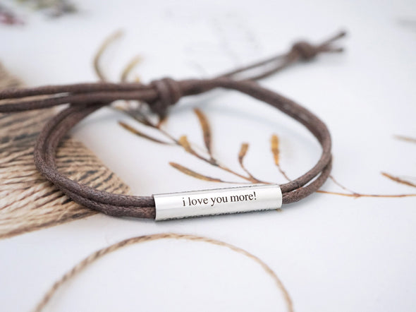 I Love you Bracelet Personalized, Adjustable Cord Bracelet, Custom Gift Idea for Your Family, Youe Loved One