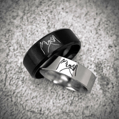 Pinky Promise Rings, Pinky Swear Black Ring for Men, Custom Engraved Wedding Rings