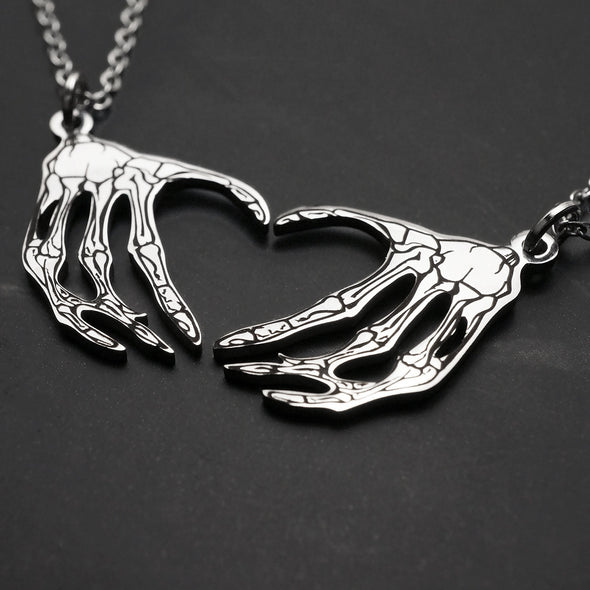 Skeleton Heart Hands Necklaces, Matching Necklaces For Couples, Promise Gift
