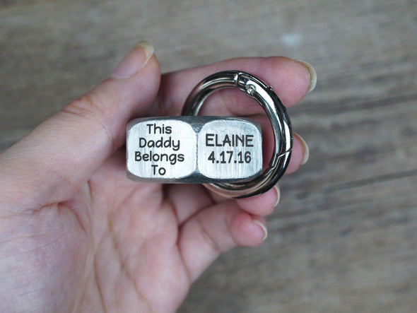 Personalized Keychain for Men, Unique Father's Day Gift, Silver Screw Nut Keyring