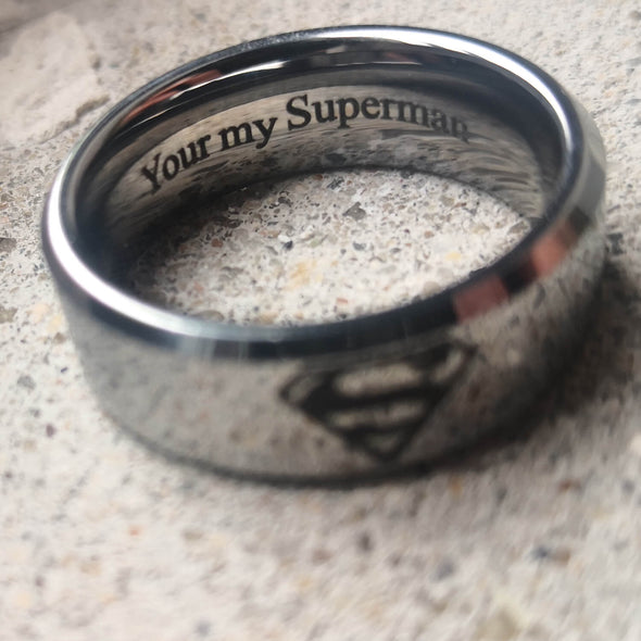 Tungsten Superman Ring For Men TimJeweler
