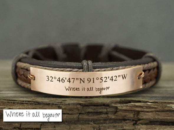Custom Handwriting Bracelet, Coordinate Bracelet