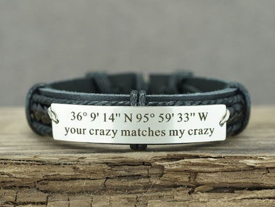 Custom Coordinates Bracelet, your crazy matches my crazy