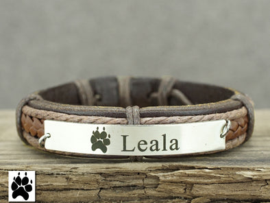 Actual Dog / Cat Paw Print Bracelet, Pet Memorial Bracelet, Pet Name Engraved
