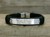 Kids Name & Birth Date Bracelet, Personalized Family Bracelet, Black Leather Cuff