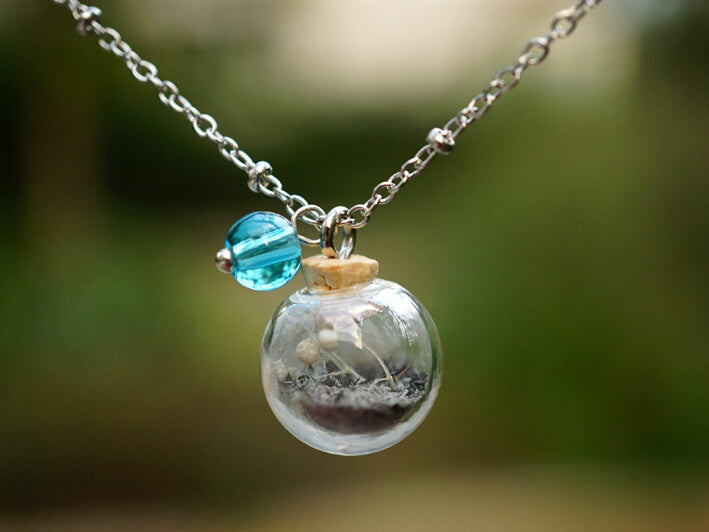 Cremation Ashes Necklace, Urn Necklace with Birthstone