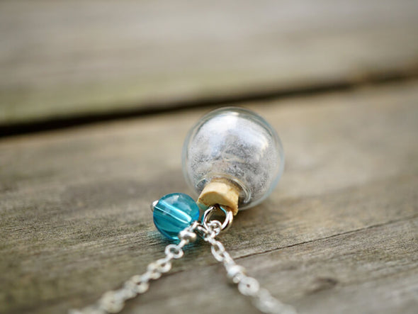 Cremation Ashes Necklace, Urn Necklace with Birthstone
