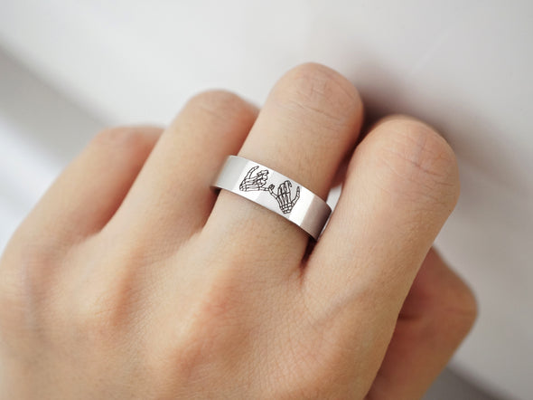 Skeleton Pinky Promise Ring for Him and Her, Promise Forever Ring for Woman