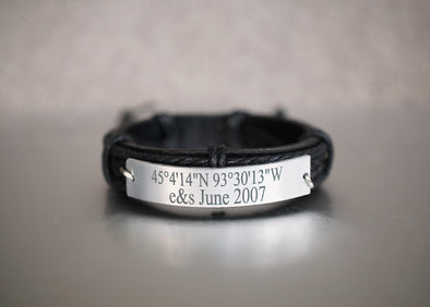 Custom Coordinates Bracelet for Friendship, Personalized Initial&Date Bracelet