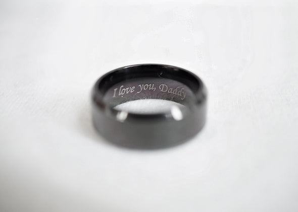 Black Custom Engraved Ring for Men, Dad/Daddy Ring, Mens Ring, Personalized Ring, Name Ring
