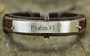John 3:16 Bible Verse Bracelet, Personalized Scripture Bracelet, Mens Cross Engraved Leather Cuff