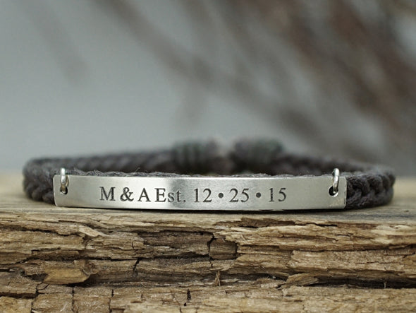Custom Initial Date Bracelet, Personalized Braided Bracelet