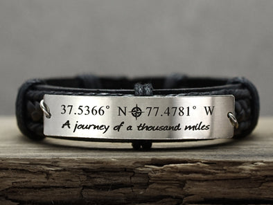 Memorial Jewelry, Custom Coordinates Bracelet, Latitude Longitude Bracelet