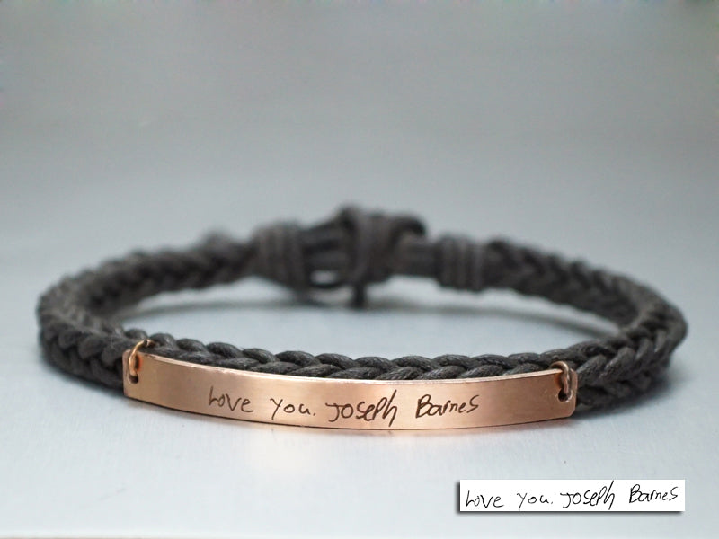 Memorial Signature Bracelet, Actual Handwriting Bracelet, Skinny Bar,