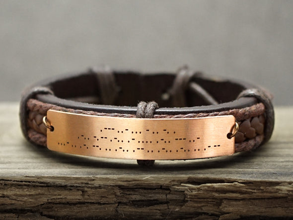 copper morse code bracelet for men
