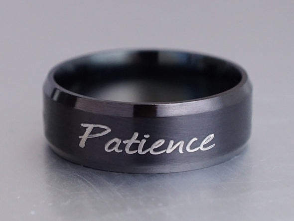 Custom Word Ring, Patience Ring, Engraved Ring, Personalized Stamped Ring