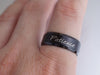 Custom Word Ring, Patience Ring, Engraved Ring, Personalized Stamped Ring, Message Black Steel Ring