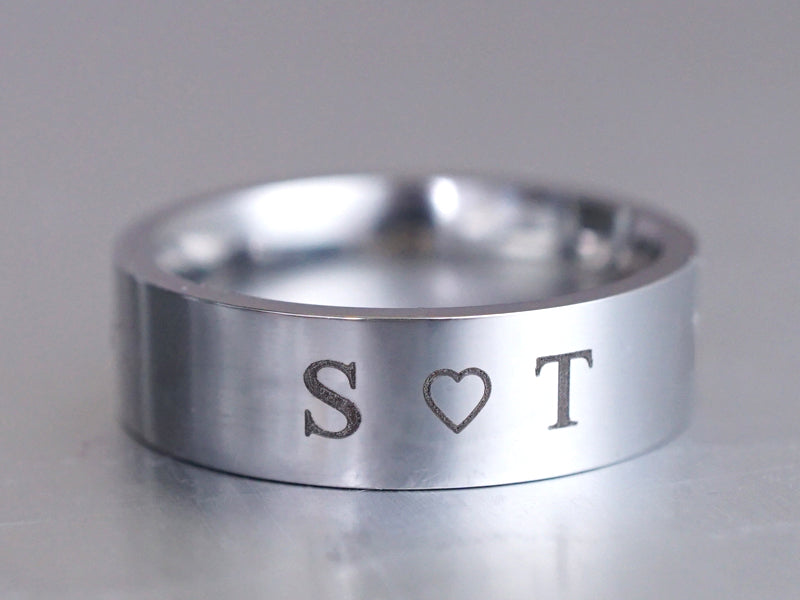 Initial Heart Ring, Custom Engraved Ring, Personalized Couple Ring,Sta