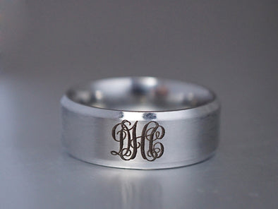 Silver Monogram Ring, 3 Initial Monogrammed Ring, Engraved Ring