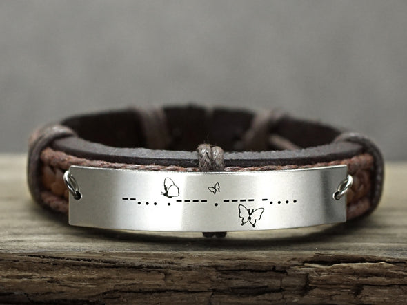 Hidden Message Bracelet, Morse Code Bracelet, Butterfly Bracelet