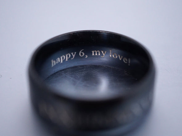 Roman Numeral Ring, Engraved Ring, Wedding Date Ring, Custom Date, Birth Date, Black Graduation Ring