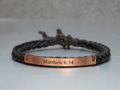Matthew 6:34-Personalized Bible Verse Bracelet, Scripture Jewelry