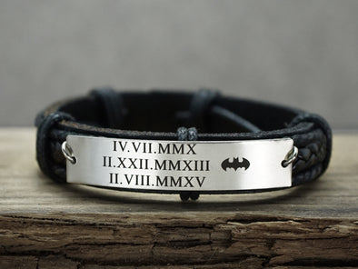 Roman Numeral Bracelet, Batman Bracelet, Anniversary