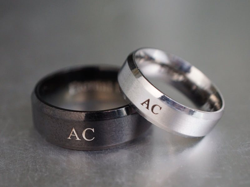 Matching Initial Couple Promise Rings Set in Silver - MYKA