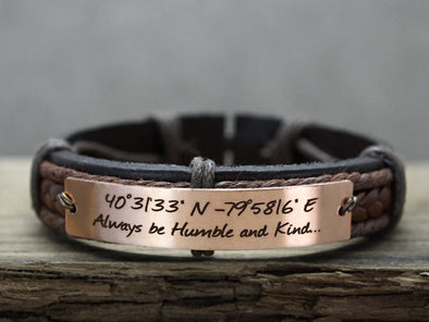 custom coordinate bracelet copper