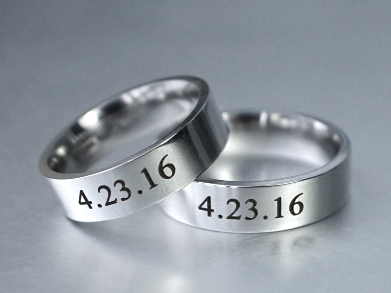 Couples Ring, Date Ring Set, Matching Couple Rings, His and Her Ring,  Custom Engraved Wedding Ring