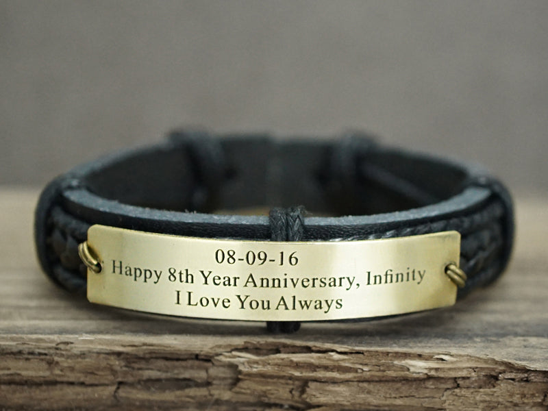 Anniversary Gift for Him Personalized Bracelet for Mens 